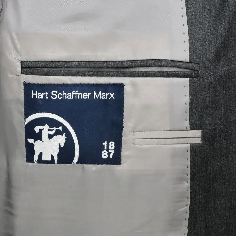 Hart Schaffner Marx 1887 Sport Coat Mens 44R Gray Wool Jacket Blazer Preppy
